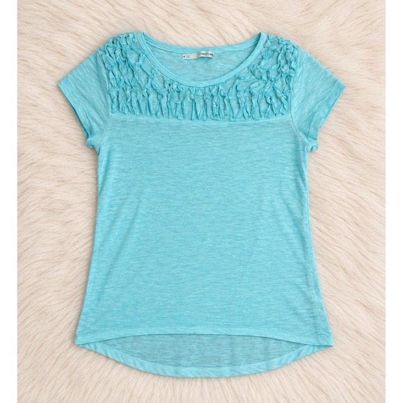Maurices Tops - Maurice's Turquoise Blue Ruffle Detail Short Sleeve Top Size Small